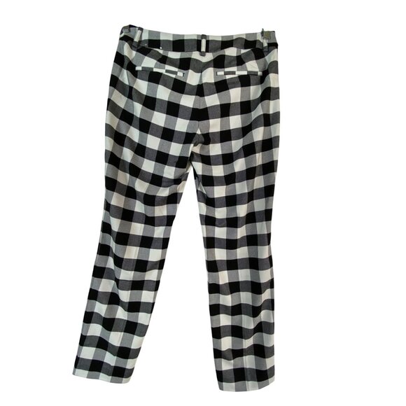 Express Columnist Ankle Low Rise Stretch Pants 6R/6R Black & White Check Preppy - Picture 2 of 6